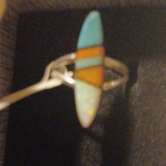 Multicolor Inlay Silver Ring - Picture 2 of 4